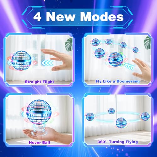 PKBOSS Fliegender Ball Magic Flying Orb Ball,Hand Controlled Hover Schwebender mit LED Licht Flying Spinner Mini Drohne Für Kinder Hover Toy Geschenke für Jungen Mädchen 6-12 Jahre