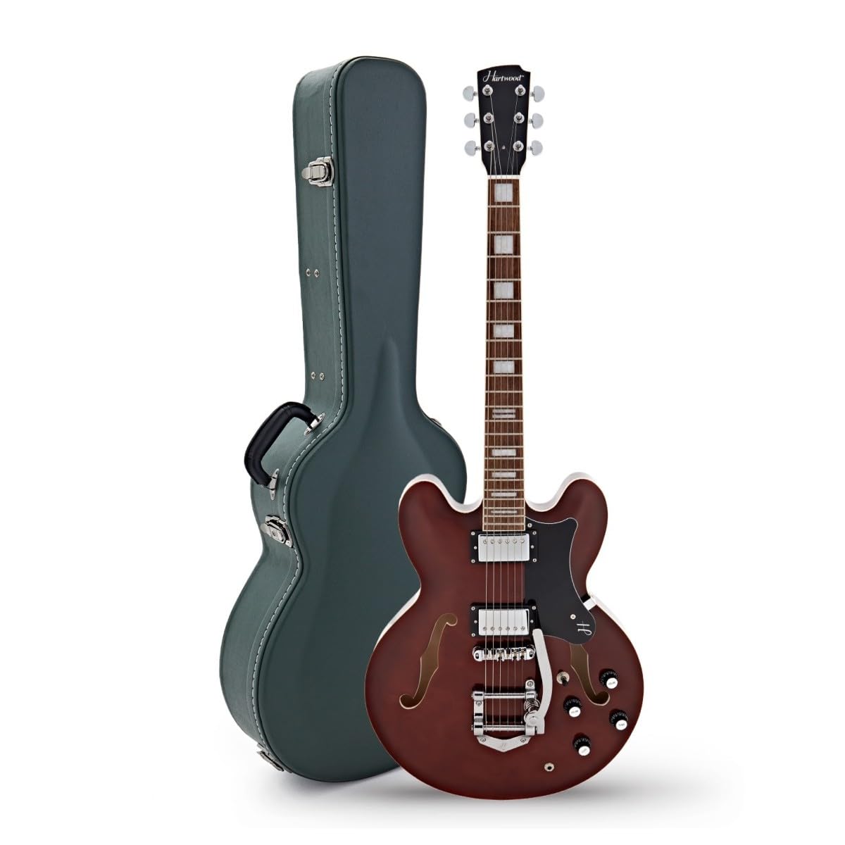 Hartwood Chitarra semi-acustica Revival Legend TR e custodia rigida, noce | Include Custodia Rigida, Vibrato Sfumato tramite Braccio Tremolo Integrato, Corpo Semi-Cavo in Tiglio, Noce