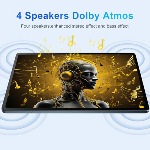 Image of JIMTAB 2K Vivid Tablet, Smooth HD 4K Video 11 inch Android 14 Tablets, 18GB+128GB Octa Core Gaming Tablet, 3 Camera, Large 9000mAh, Hi-Res Stereo 4 Speakers, Split Screen, Face Recognition (Youth Green)