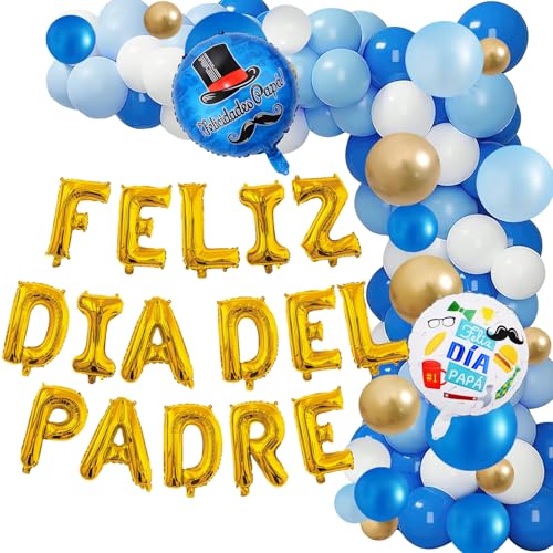 108pcs Feliz Dia Del Padre Balloon Arch Kit Happy Fathers Day Balloons Feliz Dia Del Padre Foil Balloon for Fathers Party Decorations