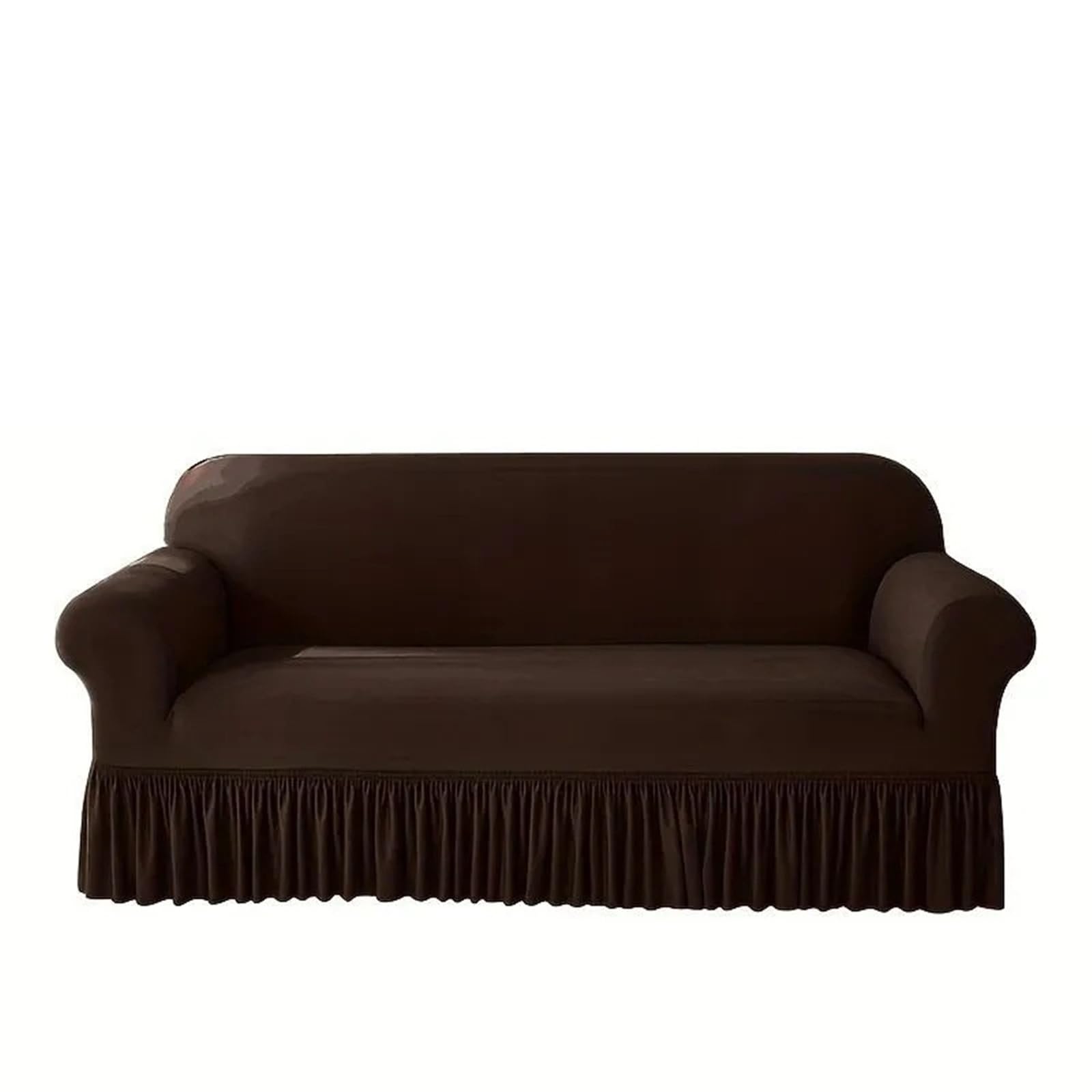 SUBLXPoten Sofa Cover with Skirt 1pc Stretch Sofa Cover for Living Room, Corner Covers with Skirt, Dustproof, Non-Slip for Home(Brown,3Seater 190-230cm)