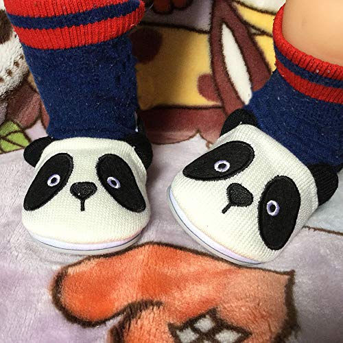 LIDIANO Baby Non Slip Rubber Sole Cartoon First Walking Slippers Crib Shoes Newborn Infant Toddler Training Shoes (0-6 Months, Panda)