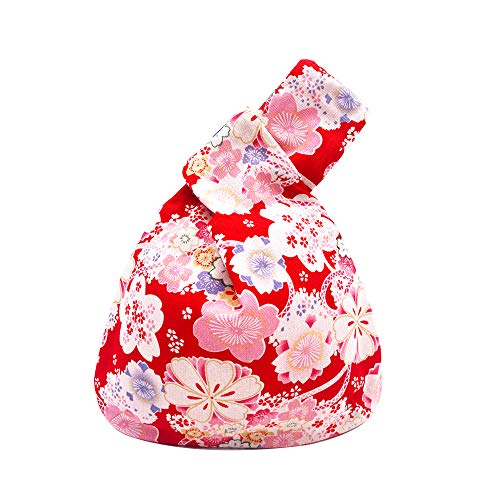 BARbee Women's Cotton Japanese Pattern Wrist Bag Simple Sleeve Knot Pouch Portable Purse