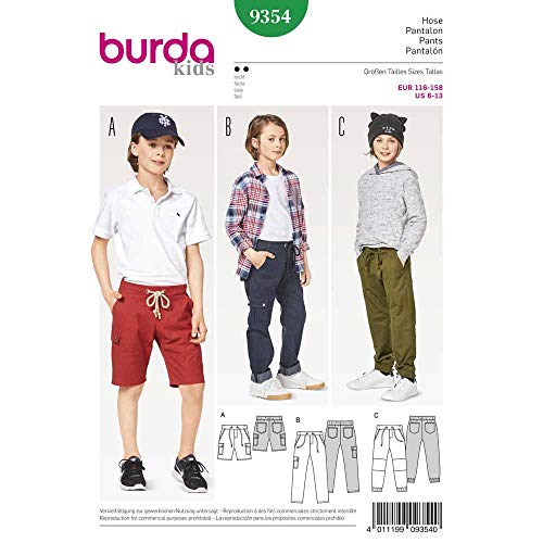 burda kids Schnittmuster #9354 Kinder Hose und Shorts Gr. 116-158