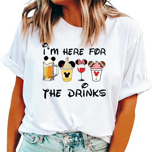 Food and Wine Festival Shirt, J'm Here for the Drinks, Florida Vacation shirt, Drink Around the world, Tops and Tees, Sizes Small to XL, Plus Size 2XL to 4XL (White, 2XL)