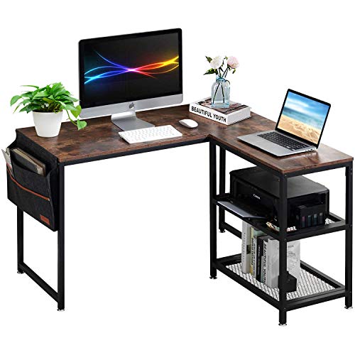 VECELO Computer Corner Desk Multipurpose Study Table L Shape with
