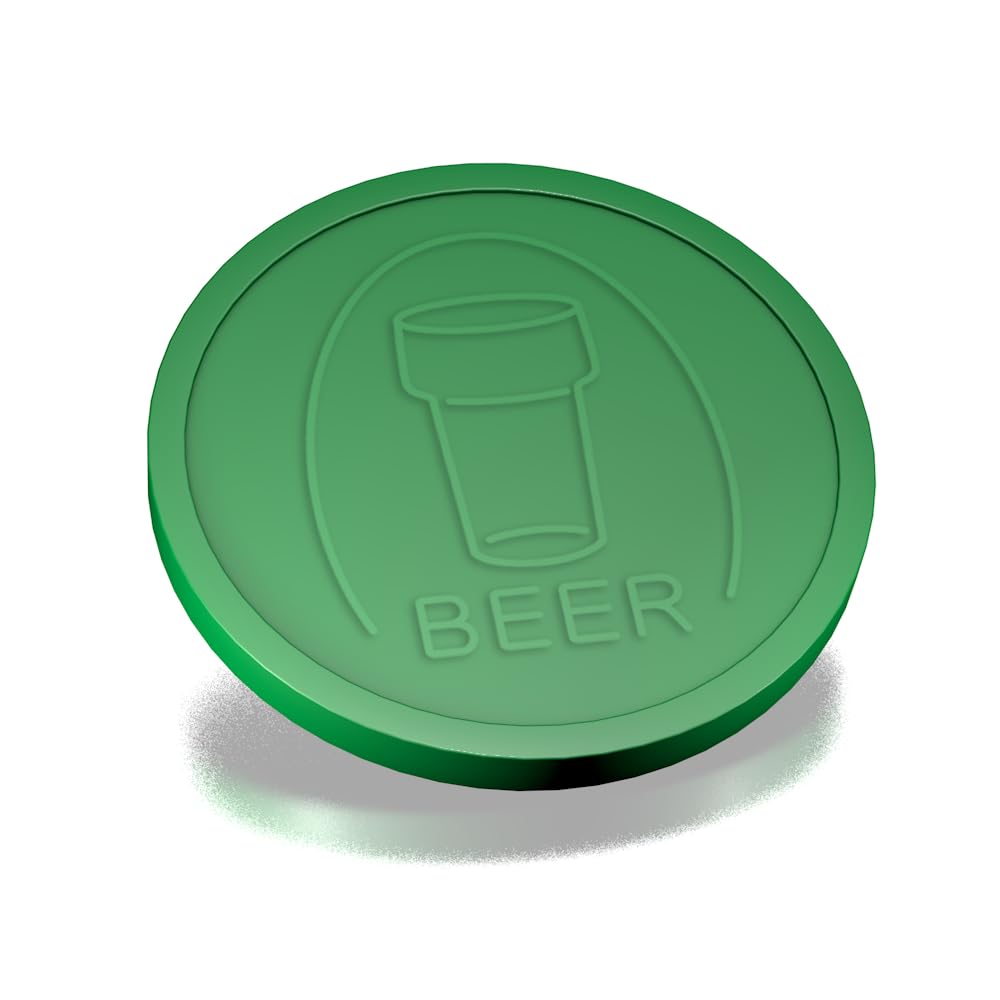 CombiCraft Green Beer Tokens with Beer Glass Print, Diameter 29 mm, Deposit Token for Festivals and Events, Packaging of 250 Pieces