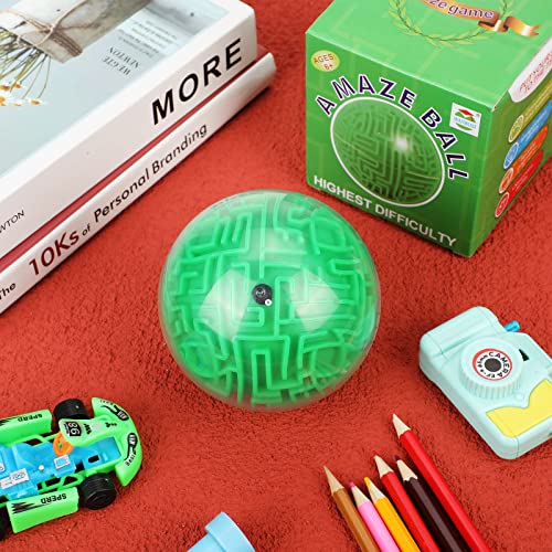 Maze Ball 3D Maze Puzzle Brain Teasers Games Gravity Plastic Handheld 3D Maze Ball 4 Inches Puzzle Toy Maze Puzzle Cube Ball Sphere Educational Toys For Students Teens Adults (Green) #TOP2