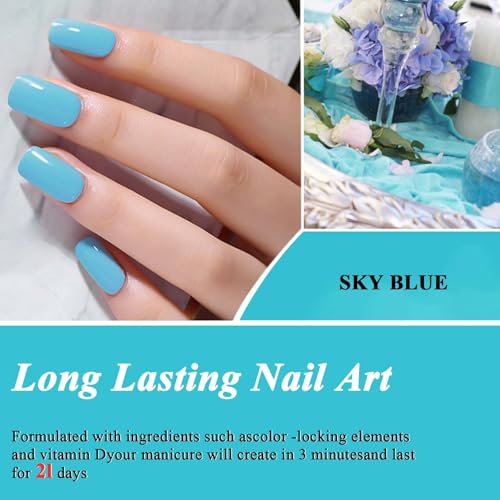 Blue Nail Polish - Sky Blue Nail Varnish - Summer Bright-Coloured Quick Dry Nail Varnish - Long Lasting Chip Resistant Air Dry No Need UV DIY Manicure Nail Art - Image 4