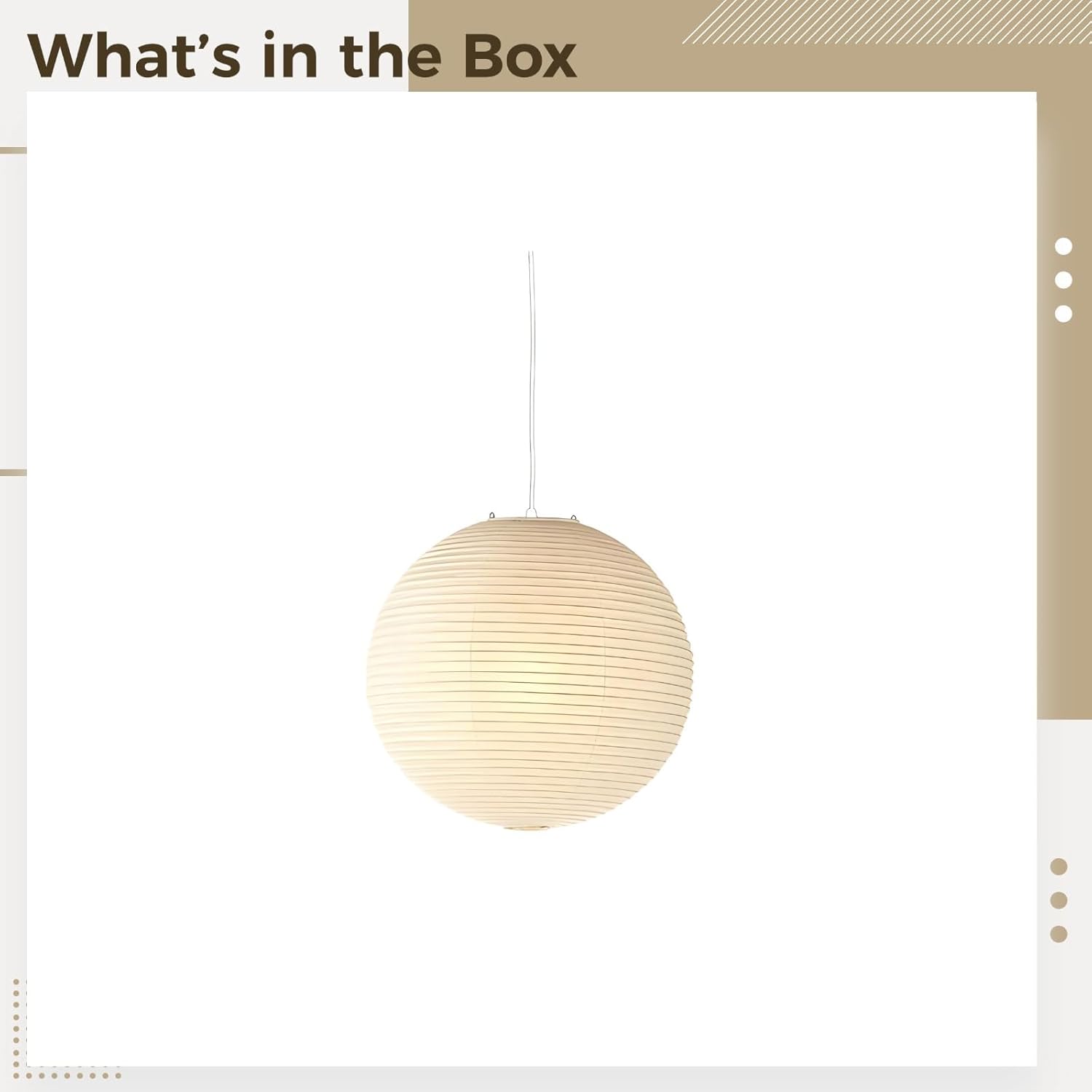 11.8 in (30 Cm) Paper Lantern Light, Japanese Hanging Lamp, Round Rice Paper Pendant Light, Adjustable Cord, Japandi Decor