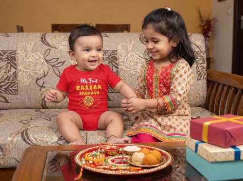 Image of Baby Buzz My First Rakhi Baby Dress For Boy Girl New Born Clothes Bodysuit | Rakshabandhan Outfit