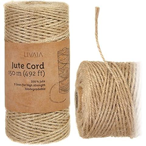 500ft Jute String: Natural Jute Twine String - Biodegradable Garden String, Garden Twine - Craft Supplies made of Plant Fibres for Crafting by LIVAIA Cover
