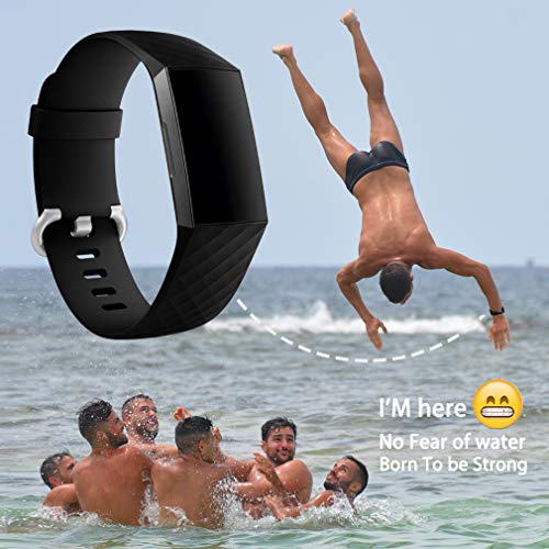 Hamile Bands Compatible With Fitbit Charge 4 / Fitbit Charge 3 / Fitbit Charge 3 Se, Waterproof Replacement Watch Strap Fitness Sport Band Wristband For Women Men, Large, Black #TOP5