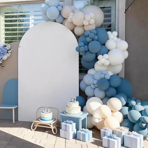 Image of Dusty Blue Balloons, 50 Pcs for Boy Baby Shower Birthday Bachelorette Party | 12 Inch Light Blue White Ivory Clear Latex Balloons for Bridal Shower Wedding Summer Something Blue Lake Party Decorations