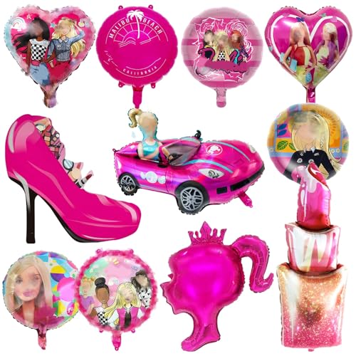 Partygeschirr Geburtstagsdeko 6 11 Stück Mädchen Geburtstag Ballons Prinzessin Charakter und rosa Folie Ballons Kindergeburtstag Party Dekoration