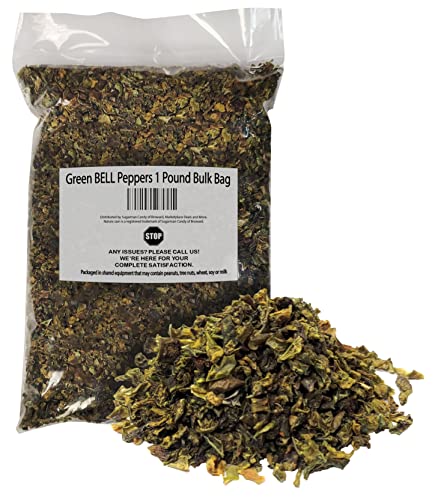 Green BELL Peppers 1 Pound Bulk Bag-Heat Sealed to Maintain Freshness-Crushed & Dried Spice Seasoning