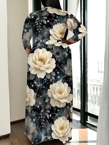 Image of SUZONANA Women's Plus Size Maxi Dresses Casual Loose Short Sleeve Long Maxi Dress with Belt Wedding