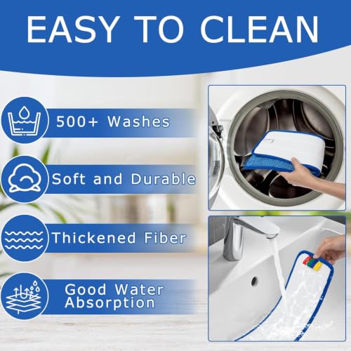 Image of 24 Pack Replacement Microfiber Pad - Thick - Universal Commercial 17-18 Inch Mop Head- Heavy Duty - Wet & Dry Cleaning Refills Reusable Mop Refills Fit for Most Microfiber Flat System