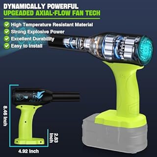Upgrate Cordless Leaf Blowerfor RYOBI 18V Battery,400G Wind Pressure,High Power 500W,Variable Speed Handheld Turbo Blower with Brushless Motor, Portable Dust/Snow Cleaner for Lawn, Patio