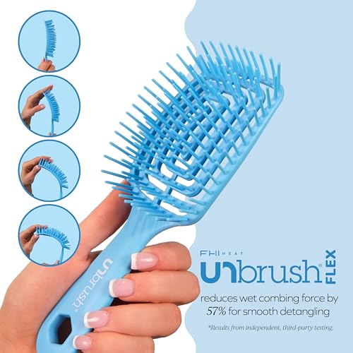 Image of FHI Heat UNbrush Flex Detangling Brush - Ultra-Flexible, Pain-Free Hair Brush Detangler with DuoFlex Anti-Static Bristles for Removing Tangles, Massaging Scalp & Faster Styling