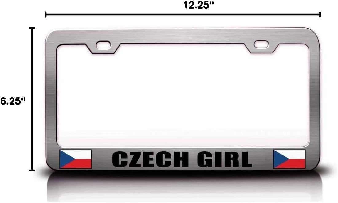 Czech Girl Country Flag Metal Car SUV Truck License Plate Frame Ch i60