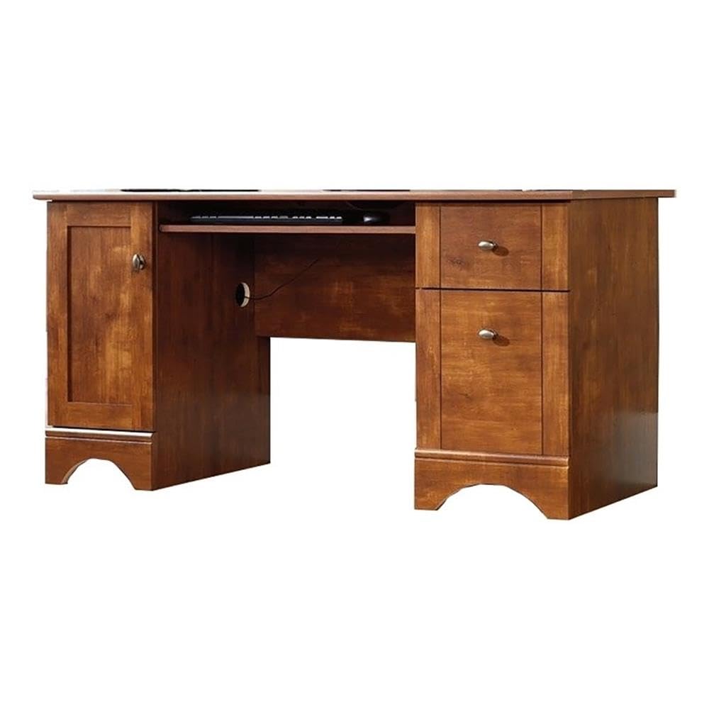 BOWERY HILL Wood Home Office Computer Desk with Tower Drawer in Brushed Maple