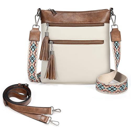 Image of Uromee Crossbody Bags for Women Trendy Vegan Leather Multi Pocket Tassel Ladies Shoulder Handbag Purse Adjustable Strap