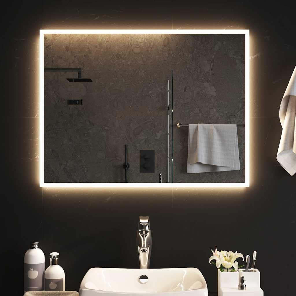Miroir maquillage LED avec port USB intégré miroir mural étanche 80x60 cm