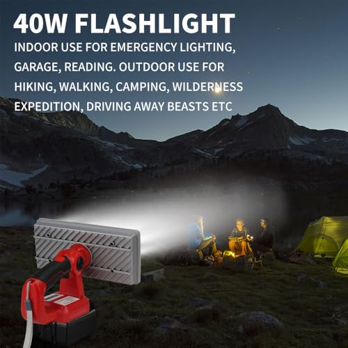 Image of DTEZTECH Cordless Work Light for Milwaukee 18V Battery, 40W 4200LM LED Work Light with 3 Modes, 9 inch Zinc Alloy Spotlight, Super Bright Jobsite Light for Camping, Outdoor /Indoor Use(Tool Only)