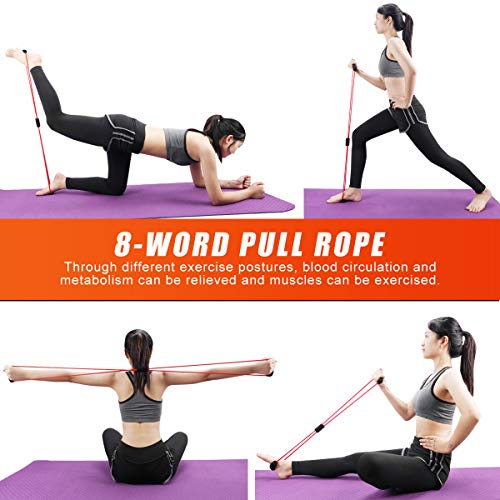 KMM Resistance Bands Set 12pcs, Exercise Bands Figure 8 Resistance Band with Door Anchor, Handles, Ankle Straps, Stackable Up to 150 lbs for Resistant Training, Physical Therapy, Home Workout - Thumbnail 5