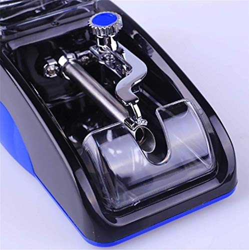 Portable Household Electric Cigarette Rolling Machine,Mini Automatic Injector Tobacco Roller Maker with Transparent Tobacco Hopper. (Blue one)