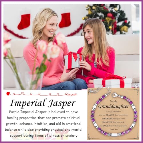 Healing Natural Stone Bracelets for Women, Unique Gift Ideas with Inspirational Card for Birthday Mother Day Graduation2