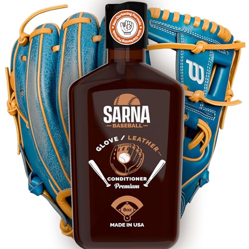 SARNA BASEBALL Glove Conditioner, Liquid, 8 Oz – Break in Faster, Keep Leather Maintained – Water-Based, Non-Darkening, No Sticky Residue – Glove Conditioner for Mitts & Softball Gear Made in USA