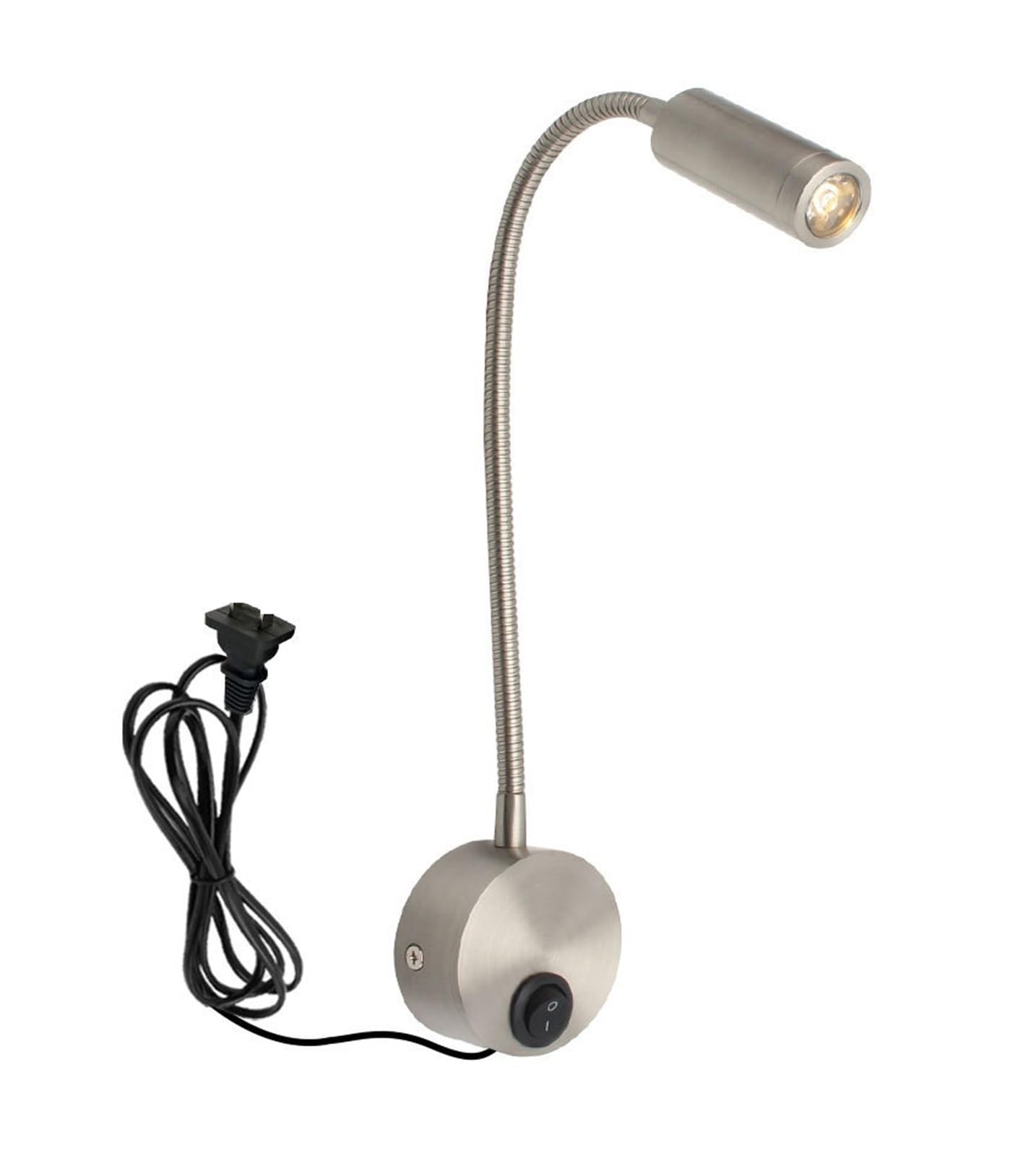 Lámpara de pared lectura LED con interruptor Foco lámpara flexible ajustable for lámparas noche dormitorio Uso versátil(Cool,Sand Nickel)