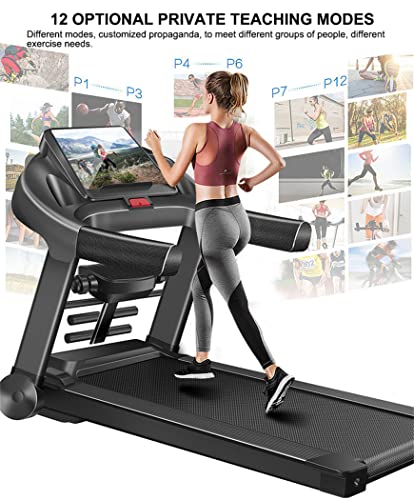 Image of Electric Folding Treadmill,Home Portable Walking Machine Under Desk Treadmills,with Led Touch Display and Blue Tooth Speaker,Compact Running Machine,T