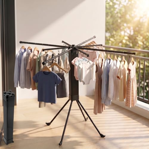 CHENKENI Laundry Drying Rack Collapsible, Foldable Clothes Drying Rack, Indoor Clothes Drying Rack, with 16 Clips Portable Clothes Drying Rack for Hanging Clothes, Indoor, Camping, Balcony, Outdoor