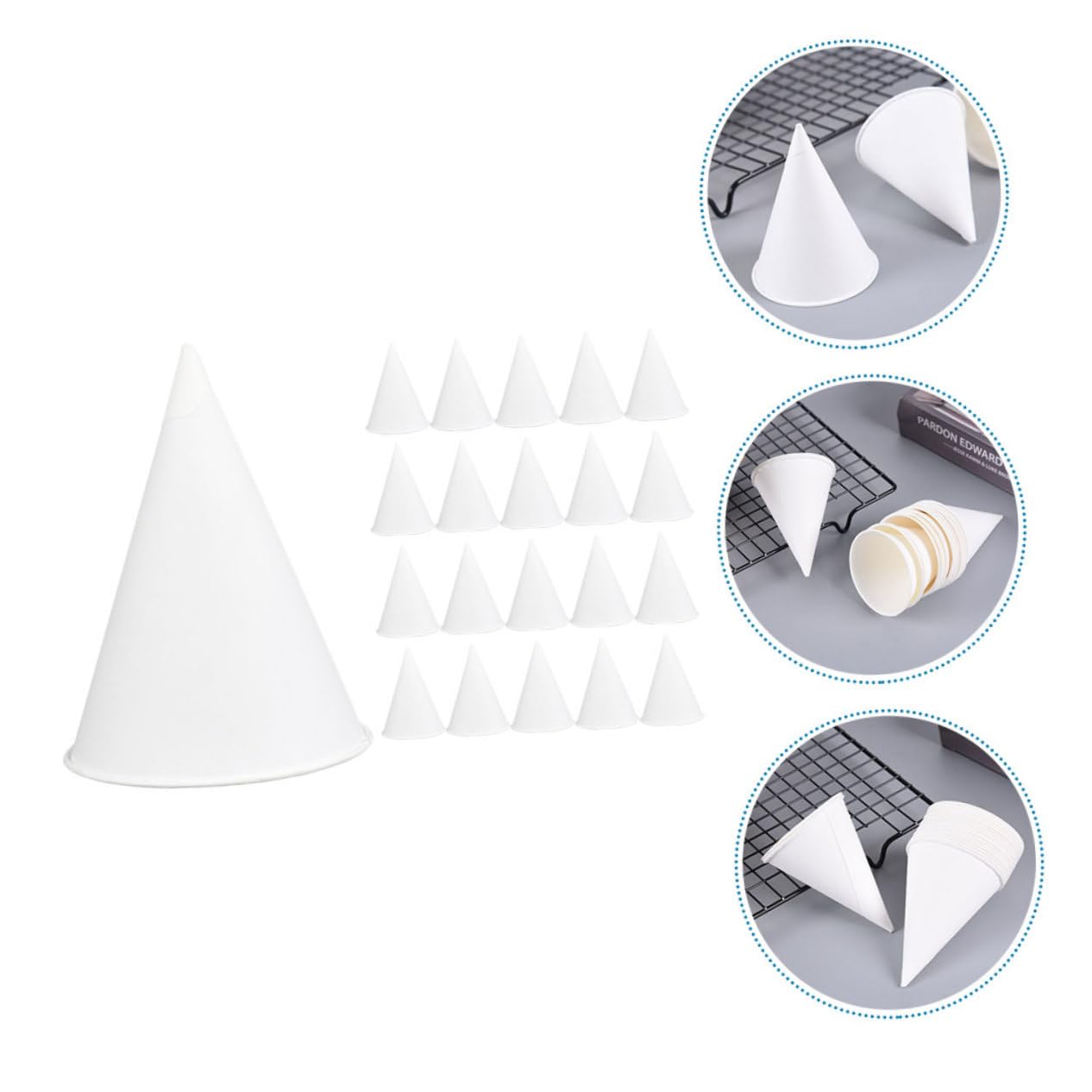 200 Piezas Unidades Vasos de Papel Cónicos para Postres y Helados Resistentes y Desechables para Fiestas y Reuniones Familiares