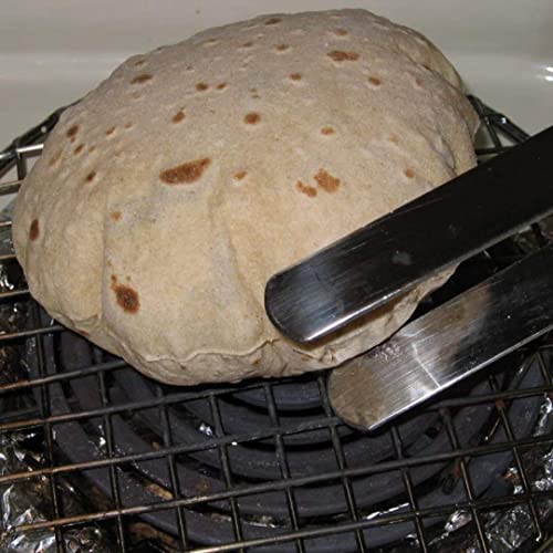 Image of Papad Jali with Stainless Steel Roaster and Handle - Roti Chapati Grill Round 1 pc + Chimta 1 Pc