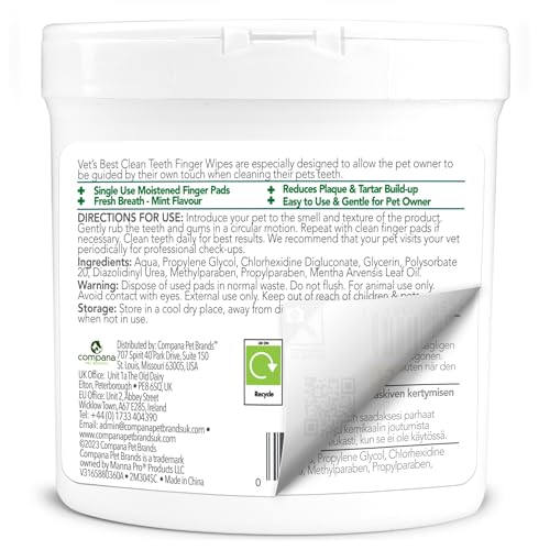 Vet's Best Hunde Zahnreinigungstücher 50 Stück, Weiß