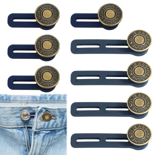 LgCiXli Lot de 8 extensions de taille de pantalon | Boutons confortables pour jeans et pantalons de costume | Idéal pour les fluctuations de poids et la grossesse | 4 extenseurs élastiques longs et 4