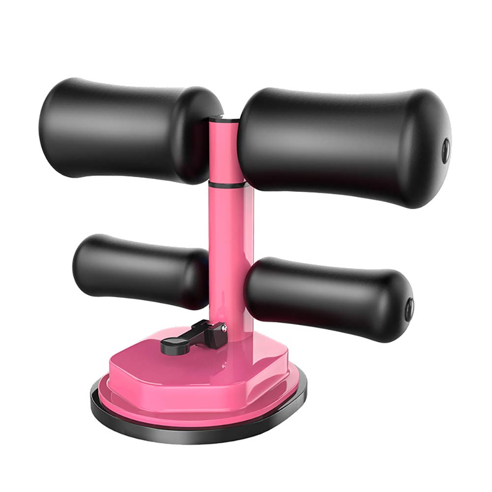 Barra de abdominales con ventosa portátil y ajustable en color rosa para entrenamiento en casa