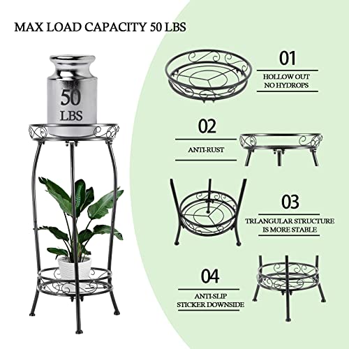 Plant-Stand-Indoor-OutdoorTall-Black-Metal-Rustproof-Stable-Plant-Stands2-Tier-271-inch-Multiple-Plant-Rack-Holder-Rack-Flower-Pot-Stand-Heavy-Duty-Plant-Shelf Plant Stand Indoor OutdoorTall Black Metal Rustproof Stable Plant Stands2 Tier 271 inch Multiple Plant Rack Holder Rack Flower Pot Stand Heavy Duty Plant Shelf