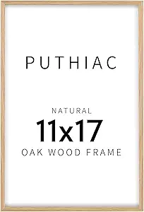 11x17 Oak Wood Picture Frame - Minimalist 11x17 Poster Frame, 11"x17" Frame Wood, Natural Solid Wooden Picture Frames for Wall Art Photo and Prints(1 Pack, Beige)