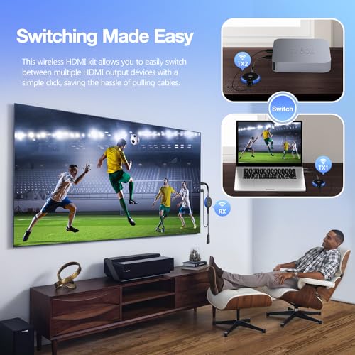 TIMBOOTECH 4K Wireless HDMI 2 Transmitters & 1 Receiver, 2.4/5.8GHz HDMI Wireless Multiple TX, Casting Video &Audio Extender for Laptop, DSLR, TV Box, Smartphone to Monitor, Projector, TV - 165FT by TIMBOOTECH - Image 2