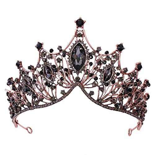 Bronze Baroque Queen Crown Black Gothic Mermaid Tiaras And Crown Handmade Crystal Headband Tiara For Women And Girls – Halloween Faire Costume Party Birthday Renaissance Festival Hair Accessories #TOP5