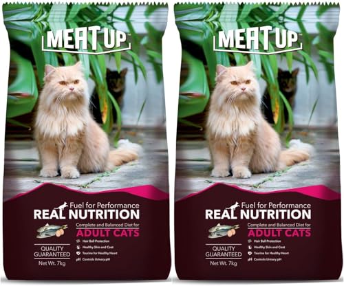 Meat Up Adult Dry Cat Food Ocean Fish 14 Kg( 2 x 7 Kg)| High Protein Fibre & Essential Vitamins Promotes Healthy Skin And Shiny Coat Taurine For Heart & Vision