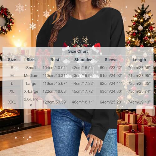 Buupiuu Christmas Sweatshirts for Women Bow Xmas Print Long Sleeve Pullover - image 4