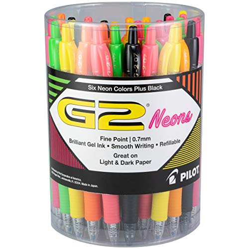 Stylos roller gel Pilot G2 fluo et noir pour organiser votre bureau