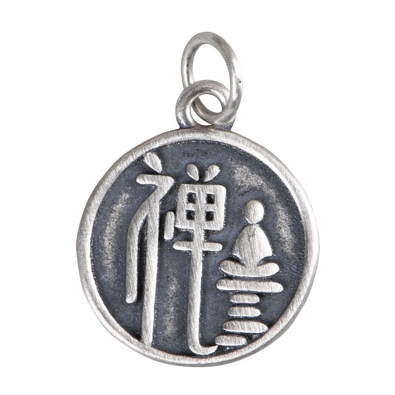 Collier pendentif en argent sterling 925 femmes relief zen vintage