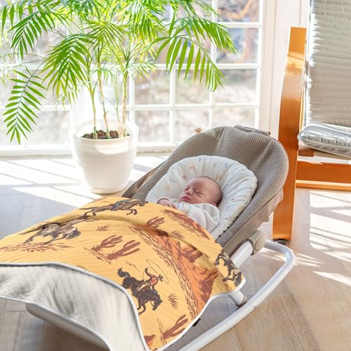 Image of Western Cowboy American Baby Blankets Soft Warm Crib Stroller Blanket for Toddler Newborn Girls Boys 30x40in